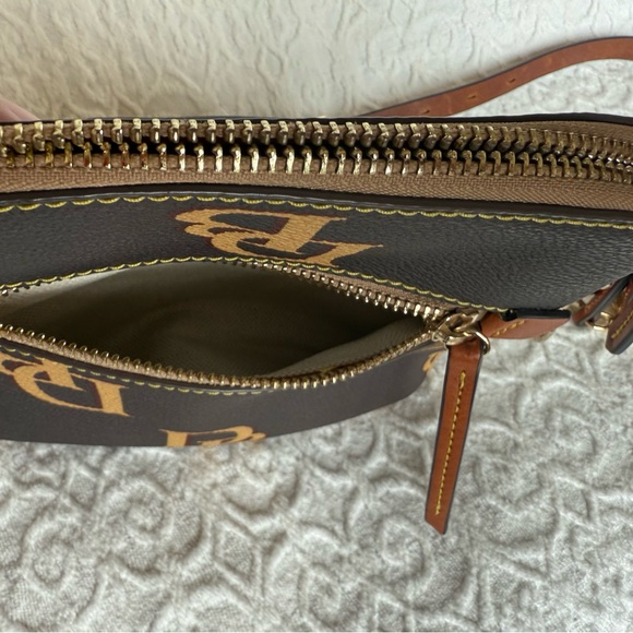 Dooney & Bourke Monogram Domed Brown and Tan Crossbody Bag - Picture 11 of 13
